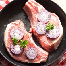 Pork Chop in a frying pan